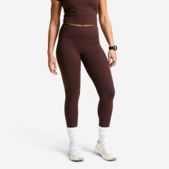 Legginsy fitness damskie Domyos wysoki stan. Brązowe legginsy damskie DOMYOS, l, bez wzorów, z elastanu. Za 119.99 zł.