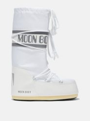 Moon Boot ICON NYLON BOOTS Śniegowce damskie. Białe śniegowce i trapery damskie Moon Boot, z nylonu, przed kolano. W wyprzedaży za 644.25 zł.