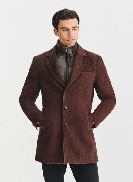 PAKO LORENTE - Brązowy płaszcz męski z odpinanym kołnierzem. Brązowe kurtki męskie Pako Lorente, na jesień, m, bez wzorów, z poliesteru, bez kaptura. Za 499.99 zł.