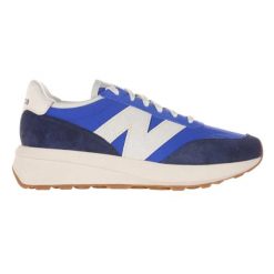 Męskie trampki 370 z zamszu (Granatowy/Zielony Kamień). Niebieskie trampki męskie New Balance, bez wzorów, z materiału, bez zapięcia. Za 526.70 zł.