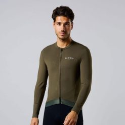 Męska koszulka kolarska Thermo Fleece z długim rękawem. Zielone bluzy męskie ACELERA, z polaru, bez zapięcia, rowerowe. W wyprzedaży za 317.21 zł.