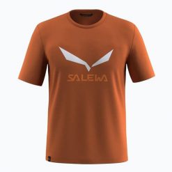 SALEWA Koszulka męska Solidlogo Dry M T-Shirt bombay brown-M. Czerwone koszulki sportowe męskie Salewa, l, bez wzorów, z bawełny, bez kołnierzyka, bez ramiączek, trekkingowe. Za 229.50 zł.