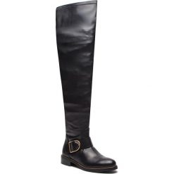 Muszkieterki TOMMY HILFIGER - Oversized Buckle Ove FW0FW03071 Black 990. Brązowe kozaki damskie Tommy Hilfiger, z materiału. Za 899.00 zł.
