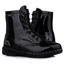 Buty do chodzenia damskie lakierowane Kappa Deenish Shine. Czarne obuwie sportowe damskie Kappa, bez wzorów, z lakierowanej skóry, trekkingowe. Za 149.00 zł.