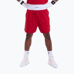 Spodenki treningowe męskie BOXRAW Stevenson V2. Czerwone krótkie spodenki sportowe męskie BOXRAW, l, bez wzorów, z elastanu, na fitness i siłownię. Za 299.99 zł.