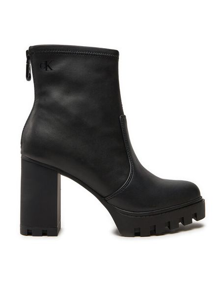 Calvin Klein Botki YW0YW01546 Czarny. Czarne botki damskie Calvin Klein, ze skóry, bez obcasa, na słupku, bez zapięcia. Za 399.99 zł.