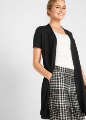 Shirt bez zapięcia, z miękkiej wiskozy. Czarne bluzki damskie bonprix, bez wzorów, z wiskozy, bez kołnierzyka, bez ramiączek. Za 82.99 zł.
