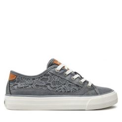 Trampki Mustang. Niebieskie półbuty damskie Mustang, bez wzorów, bez zapięcia. Za 149.99 zł.