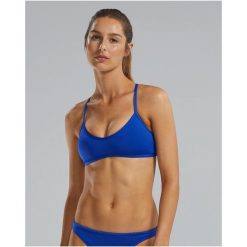 Góra bikini TYR Solid trinity top. Niebieskie bikini damskie TYR, s, bez wzorów, bez kołnierzyka, bez ramiączek. Za 149.99 zł.