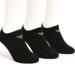 Skarpety stopki Emporio Armani Calza 3-Pack. Czarne skarpety męskie EMPORIO ARMANI CONNECTED, bez wzorów. Za 79.00 zł.