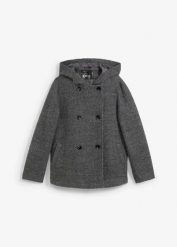 Kurtka bosmanka z miękkiej przędzy boucle. Brązowe kurtki damskie bonprix, bez wzorów, z kapturem. Za 269.99 zł.