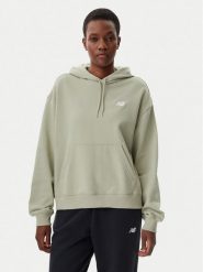 New Balance Bluza WT41507 Zielony Relaxed Fit. Zielone bluzy damskie New Balance, xl, bez wzorów, z bawełny, bez kaptura. Za 179.99 zł.