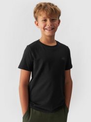4F T-shirt gładki chłopięcy - czarny 134 (8-9 lat). Czarne t-shirty dla chłopców 4f, bez wzorów, z bawełny, bez ramiączek. Za 29.99 zł.