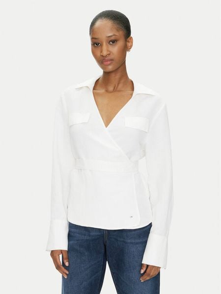 Tommy Hilfiger Koszula WW0WW44697 Écru Regular Fit. Bluzki damskie Tommy Hilfiger, bez wzorów, z wiskozy, bez kołnierzyka, bez ramiączek. Za 349.99 zł.