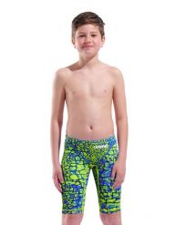Spodenki startowe pływackie Arena Powerskin ST Next Jammer Junior Snake Green. Zielone kąpielówki dla chłopców Arena, bez wzorów, z materiału, młodzieżowe. Za 359.00 zł.