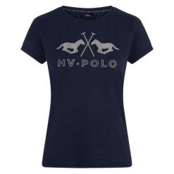 Damska koszulka techniczna HV Polo Jazzy. Niebieskie koszulki sportowe damskie HV POLO, bez wzorów, bez kołnierzyka, bez ramiączek, do jazdy konnej. Za 244.50 zł.
