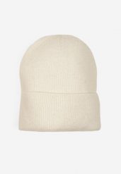 Jasnobeżowa Czapka z Metaliczną Nicią i Wywinięciem Temivra. Brązowe czapki i kapelusze damskie Renee, bez wzorów, z jeansu, eleganckie. Za 34.99 zł.