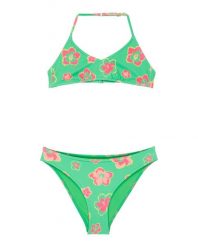 Zestaw trójkątny bikini dla Dziewczynki TROPICOOL Zielony. Zielone stroje kąpielowe dla dziewczynek Roxy, bez wzorów, z elastanu. Za 129.99 zł.