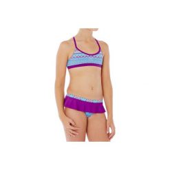 Strój 2cz Riana Plum JR. Fioletowe stroje kąpielowe dla dziewczynek NABAIJI, w kolorowe wzory. Za 39.99 zł.