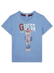 Guess T-Shirt N5YI22 K8HM4 Niebieski Regular Fit. Niebieskie t-shirty dla chłopców Guess, z aplikacjami, z bawełny, bez ramiączek. Za 69.99 zł.