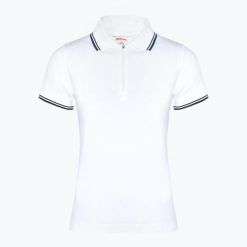 Koszulka damska Wilson Team Polo. Białe koszulki sportowe damskie Wilson, bez wzorów, bez kołnierzyka, bez ramiączek, tenisowe. Za 229.99 zł.