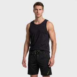 Szorty spodenki sportowe męskie Bermuda. Czarne krótkie spodenki sportowe męskie Aulp, l, bez wzorów, z jersey, do biegania. Za 179.99 zł.