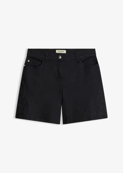 Szorty z ażurowym haftem. Czarne szorty damskie bonprix, w ażurowe wzory. Za 59.99 zł.