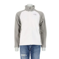 Damska biała kurtka polarowa TNF. Białe kurtki damskie The North Face, l, bez wzorów, z polaru, bez kaptura. Za 170.36 zł.