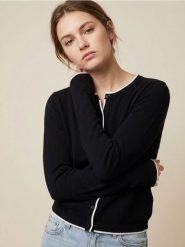 Wiskozowy kardigan - czarny. Czarne kardigany damskie Sinsay, l, bez wzorów, z wiskozy. Za 29.99 zł.