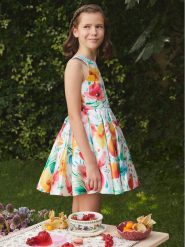 Abel & Lula Sukienka elegancka 5064 Kolorowy Regular Fit. Sukienki dla dziewczynek Abel & Lula, bez wzorów, z syntetyku, eleganckie, bez ramiączek. Za 419.99 zł.