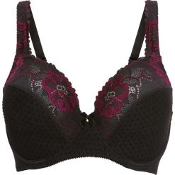 Biustonosz bonprix czarno-jeżynowy. Czarne biustonosze bonprix. Za 54.99 zł.