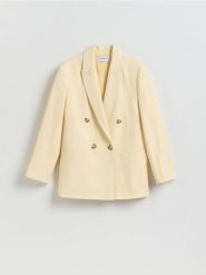 Marynarka z lyocellem - jasnożółty. Żółte żakiety damskie Reserved, l, bez wzorów, z lyocellu. Za 299.99 zł.