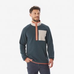 Sweter turystyczny męski Quechua NH500. Brązowe swetry przez głowę męskie QUECHUA, m, bez wzorów, z bawełny, bez kołnierzyka. Za 129.99 zł.