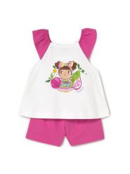 Mayoral Komplet top i spodenki 1234 Różowy Regular Fit. Czerwone spodenki dla dziewczynek Mayoral, bez wzorów, z bawełny. Za 89.99 zł.