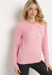 Różowy Sweter z Wiskozą Modalem i Aplikacjami 3D Esalttia. Czerwone swetry damskie Born2be, na zimę, m, z aplikacjami, z jeansu, eleganckie, bez kołnierzyka, bez ramiączek, bez kaptura. Za 84.99 zł.