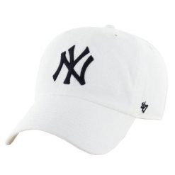 Czapka z daszkiem męska New York Yankees MLB Clean Up Cap. Białe czapki i kapelusze męskie 47 Brand, na lato, bez wzorów, z bawełny, sportowe. Za 186.50 zł.