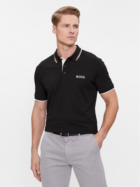 Boss Polo Paddy Pro 50469102 Czarny Regular Fit. Czarne koszulki polo męskie Boss, m, bez wzorów, z bawełny, bez ramiączek. Za 292.99 zł.
