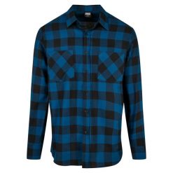 Flanelowa Koszula Męska W Kratę. Czarne koszule męskie Urban Classics, m, bez wzorów, casualowe, bez kołnierzyka, bez ramiączek. Za 153.99 zł.
