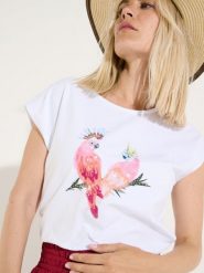 More & More Koszulka Kobiety Bawełna (100%) biały|wielokolorowy, 36. Białe t-shirty damskie More & More, bez wzorów, z bawełny, street, bez kołnierzyka. Za 119.95 zł.