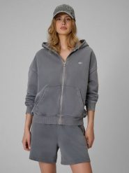 4F Bluza dresowa oversize z kapturem damska - szara L. Szare bluzy sportowe damskie 4f, l, bez wzorów, z dresówki, sportowe. Za 199.99 zł.