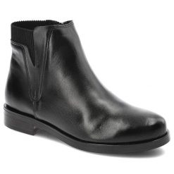 Czarne Botki Gamis Wygodne Buty Damskie. Czarne botki damskie GAMIS, z jeansu, klasyczne, bez obcasa, na płaskiej podeszwie, bez zapięcia. Za 229.00 zł.