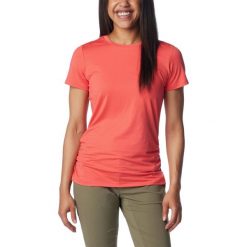 Koszulka sportowa bez rękawów damska Columbia Leslie Falls Short Sleeve. Zielone koszulki sportowe damskie Columbia, xs, bez wzorów, z elastanu, bez kołnierzyka, bez ramiączek. Za 207.00 zł.