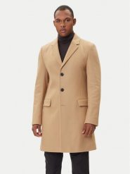 HUGO Płaszcz wełniany Migor2541 50546528 Beżowy Slim Fit. Brązowe płaszcze męskie Hugo, na zimę, m, bez wzorów, z wełny, bez kaptura. Za 1,309.00 zł.