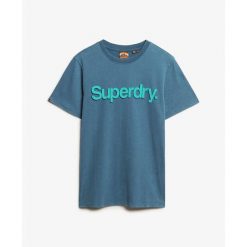Klasyczny T-shirt Superdry Core Logo Shadow. Niebieskie t-shirty męskie Superdry., m, bez wzorów, klasyczne, bez kołnierzyka. W wyprzedaży za 159.65 zł.
