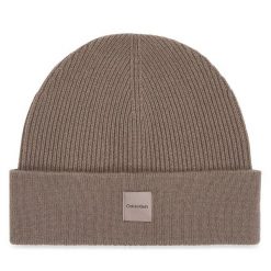 Czapka Calvin Klein. Brązowe czapki i kapelusze damskie Calvin Klein, na zimę, bez wzorów. Za 329.99 zł.