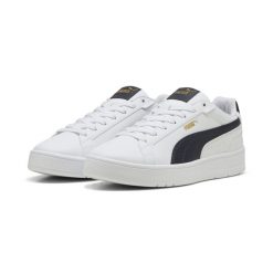 Sneakersy unisex Court Classico PUMA White New Navy Gold Blue. Białe obuwie sportowe damskie Puma, bez wzorów, z materiału, trekkingowe. Za 448.00 zł.