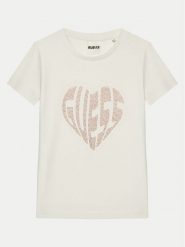 Guess T-Shirt J5RI46 J1314 Écru Regular Fit. T-shirty i topy dla dziewczynek Guess, z aplikacjami, z bawełny, bez ramiączek. Za 89.99 zł.