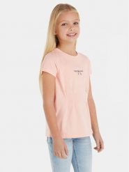 Calvin Klein Jeans T-Shirt Monogram IG0IG02103 Różowy Regular Fit. Czerwone t-shirty i topy dla dziewczynek Calvin Klein Jeans, bez wzorów, z bawełny, bez ramiączek. Za 169.99 zł.