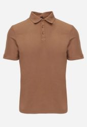 Brązowa Gładka Koszulka Polo o Klasycznym Kroju Sinopea. Brązowe koszulki polo męskie Born2be, l, bez wzorów, z jeansu, biznesowe, bez ramiączek. Za 79.99 zł.