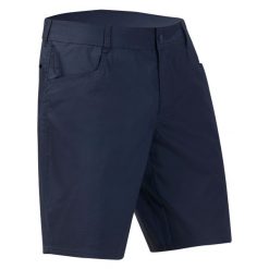 Spodenki turystyczne męskie Quechua NH100. Niebieskie krótkie spodenki sportowe męskie QUECHUA, m, bez wzorów, z bawełny, trekkingowe. Za 49.99 zł.